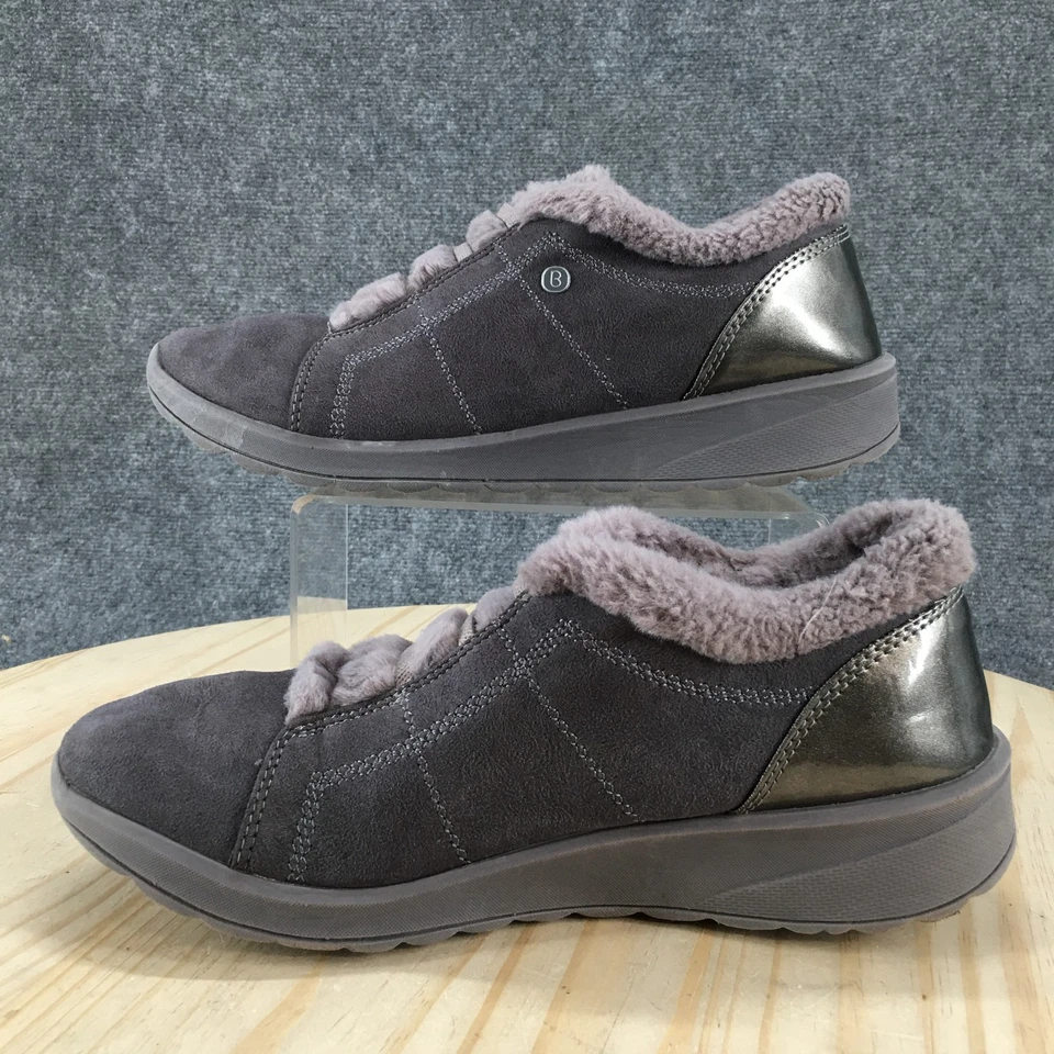 Bzees Golden Slip On Shoes Womens 11M Gray Suede Faux Fur Lined Comfort Sneakers - Image 2 of 4