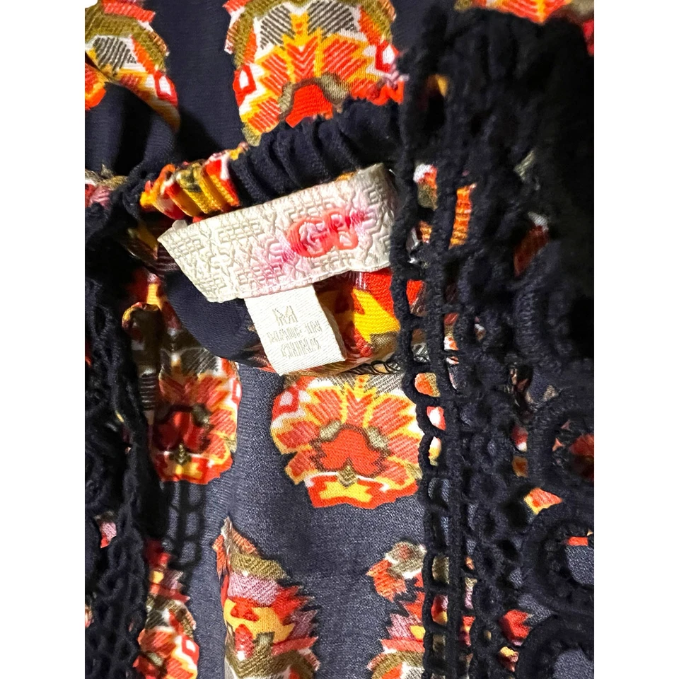 Mini Vestido Gianni Bini GB Manga Campana Cambio Mediano Boho Retro Estampado Espalda Abierta  Foto 3 de 4