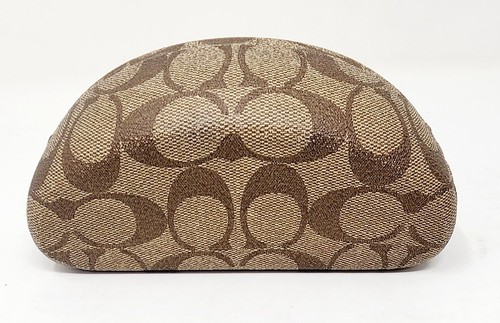 Coach Sunglasses Glasses Case Hard Clam Shell Tan Brown Signature Logo Monogram - Picture 9 of 13