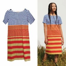 MARNI X UNIQLO Striped Short Sleeve Midi Dress Size XS Cotton Nautical