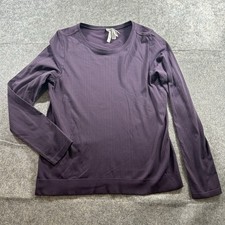 Athleta In Motion Top Shirt Womens Size Large Purple Seamless Long Sleeve Active