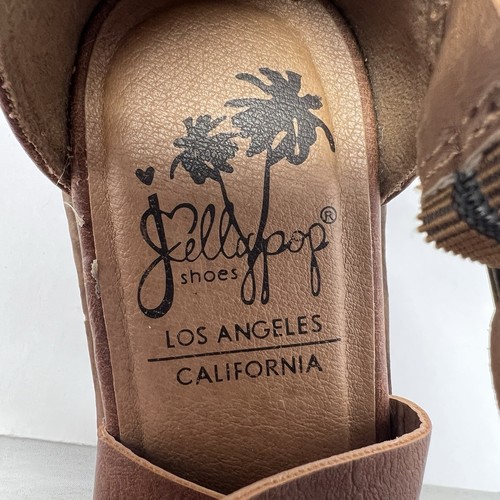 Jellypop Strappy Womens Sandals Size 6M Brown block heels Buckles Zip Close EUC - Picture 21 of 23