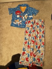 sonic the hedgehog pajama Set Kids Size M 10/12 Top And Bottoms