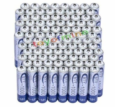 96x AAA 1000mAh 1.2V Ni-MH Rechargeable battery 3A BTY Cell for MP3 RC Toys USA
