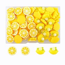 90 PCS Resin Lemon Fake Lemon Slices with No Holes Flat Back Resin Fruit Char...
