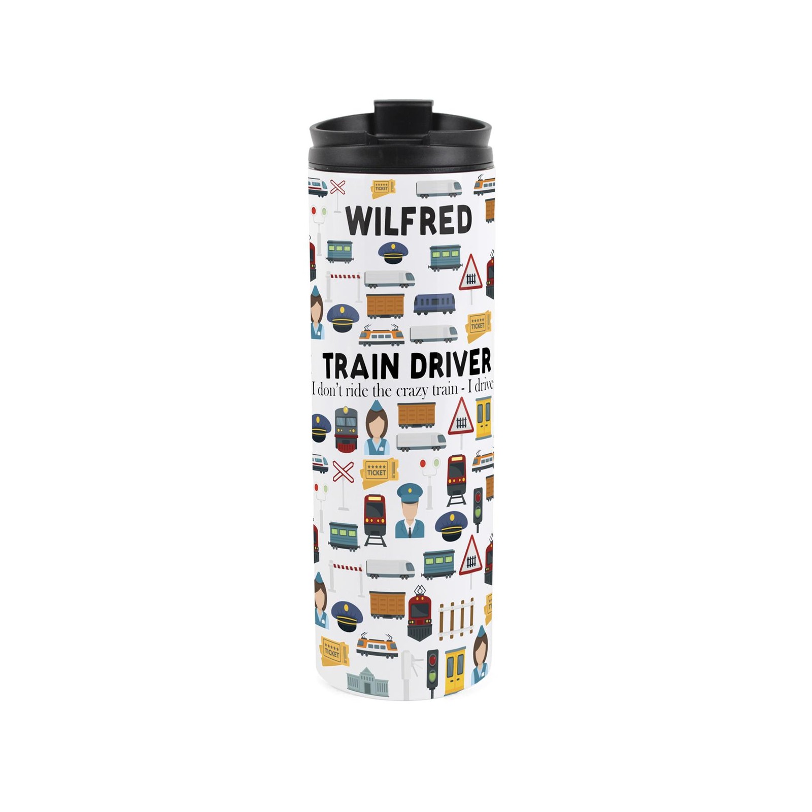 Personalised Train Driver Travel Flask - Reusable Stainless Steel Tumbler Gift
