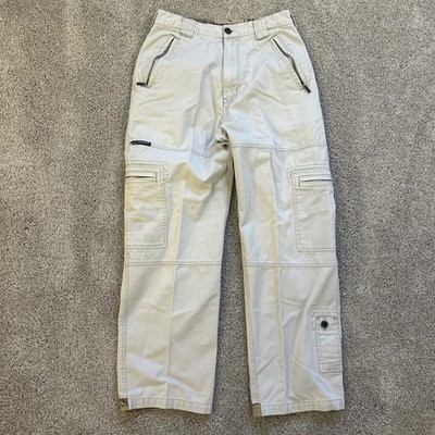 Vintage Y2K Bugle Boy Cargo Pants Mens 30x30 Stone Tan Zip Pockets Skater Street