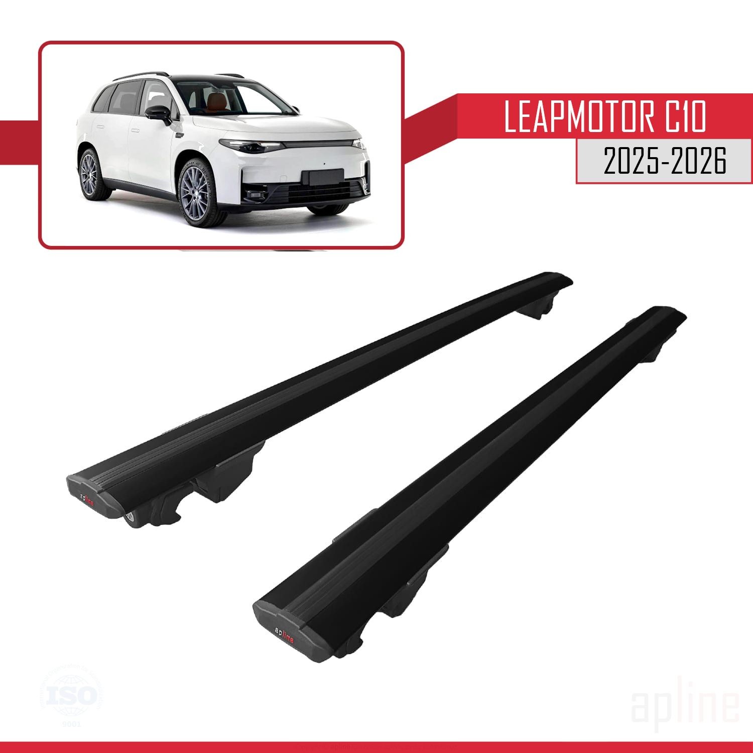 Barres de toit Leapmotor C10 en aluminium noir pour transporter vos vélos et coffres