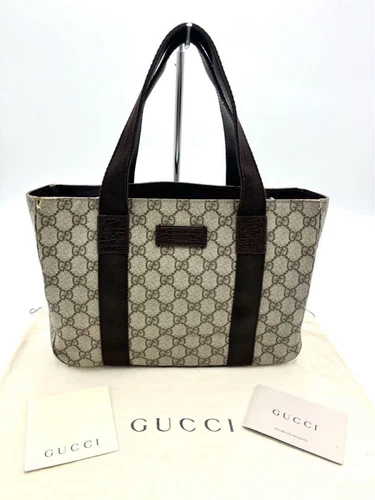 Sac fourre tout Gucci GG Supreme marron PVC unisexe authentique /occasion++