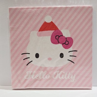 Hello Kitty 18ct Paper Napkins 2 Ply Pink Christmas Holiday New NIP Decoupage 