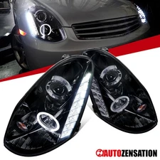 Smoke Projector Headlights Fit 2005-2006 Infiniti G35 Sedan LED Halo Head Lamps