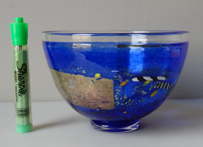 未使用・箱入　KOSTA BODA　SATELLITE　２２cmボウル Kosta Boda Artist Coll Blue Satellite Art Glass Bowl Bertil