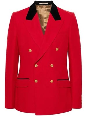 NWT Gucci Wool Linen Double Breast Herringbone Blazer Jacket IT 48 US 38 Formal