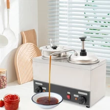 Electric Sauce Pump Condiment Melter Dispenser with Pump Warmer Double Heads 
