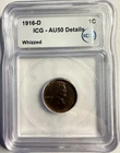 1916-D Lincoln Wheat Cent - ICG AU50 Details Whizzed