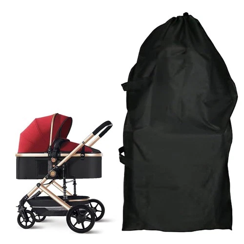 Stroller Travel Bag Waterproof Drawstring Strap – Black 106×180.5CM