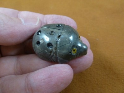 (Y-LAD-59) gray Ladybug ladybird beetle love bugs figurine SOAPSTONE PERU