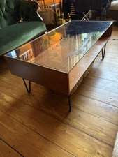 Mid-century Modern Walnut Coffee Table with Glass Top