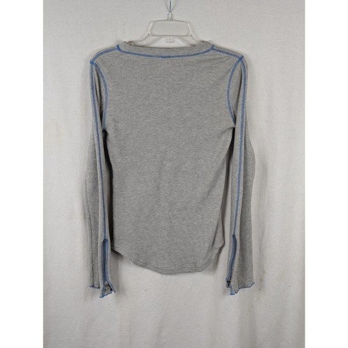 Free People Thermal Style Zip Cuff Shirt Gray Women's Size Large - Picture 9 of 13