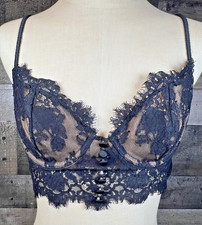 For Love  Lemons x Victoria's Secret Faye Lace Underwire Bra XL Black NEW 