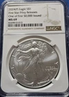 A 2024 (P) $1 American Silver Eagle Star Privy NGC MS69. First 50,000