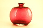Vintage Textured Heavy Pink Blown Thick Art Glass Bottle/Vase