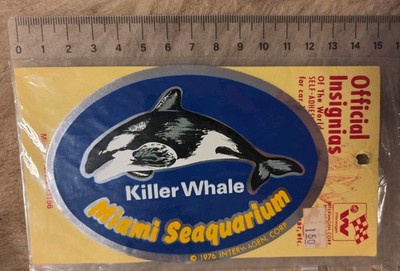 Vintage 1976 Miami Seaquarium Orca Sticker Official Insignias Retro Decal