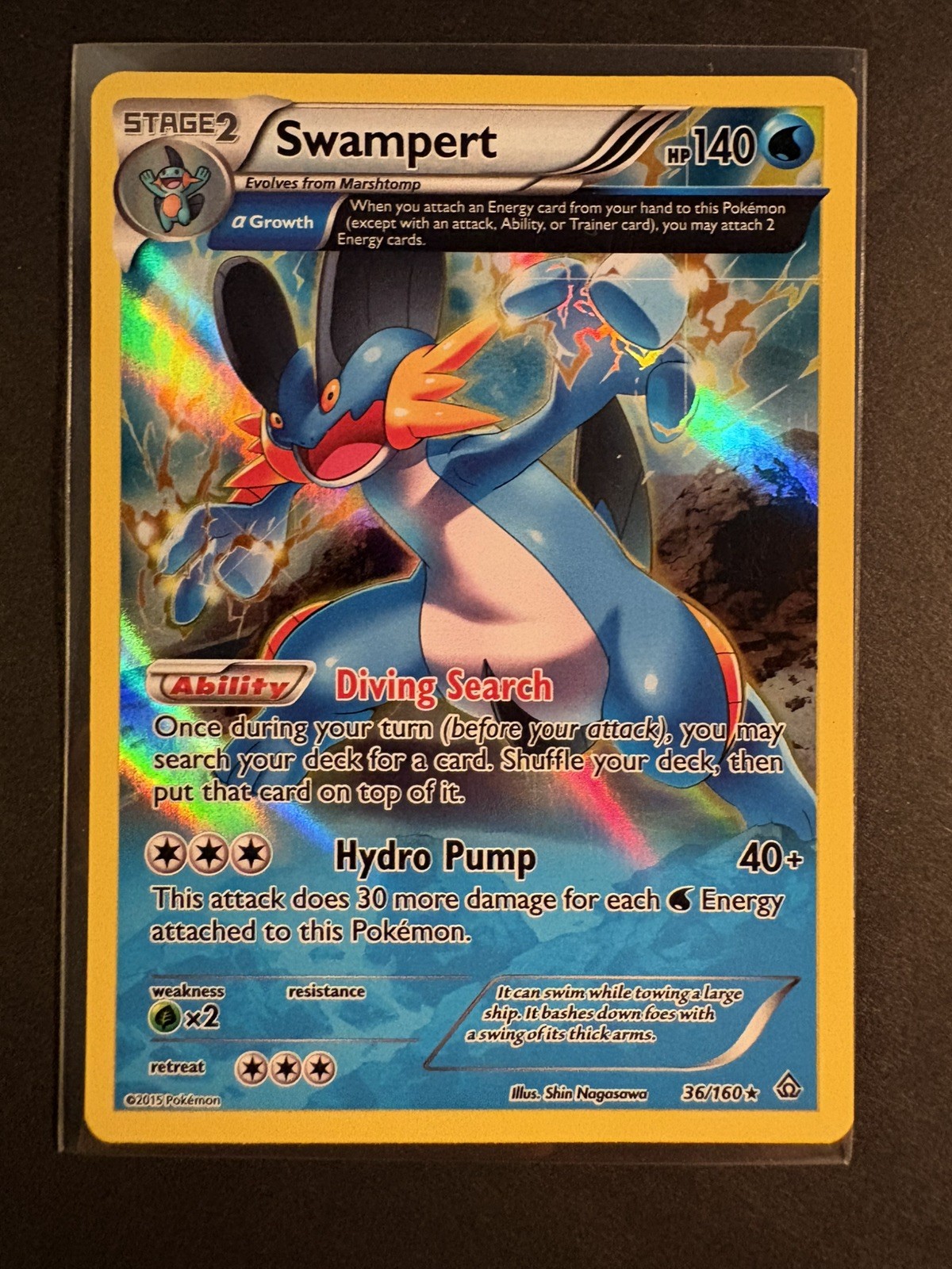 Swampert - 36/160 Rare  Reverse Holo XY Primal Clash Pokemon LP