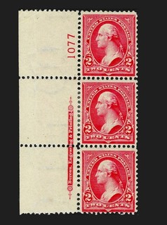 #279Bh Vermilion. Mint Original Gum Plate Strip of Three. Fresh Sound.