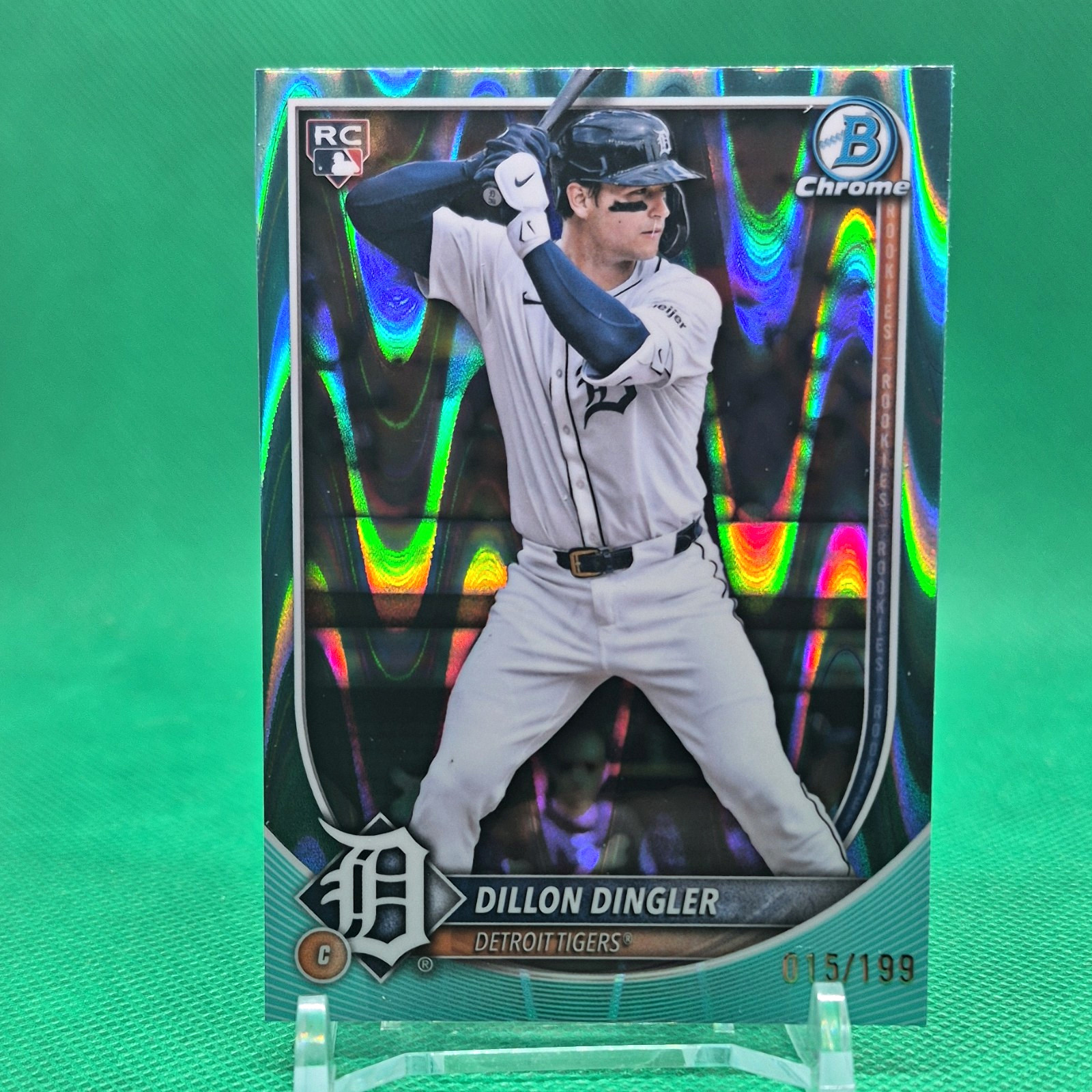 Topps 2025 Bowman Chrome Dillon Dingler RC #41 Aqua Raywave Refractor /199