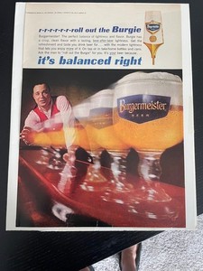 Mid-Century Burgie Beer Poster - 1950s Vintage Ad 11x14🍻