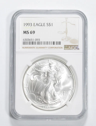 MS69 1993 American Silver Eagle NGC Brown Label *5704