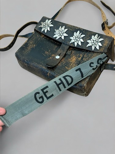 WW2 German Edelweiss Alpine Leather Bag Antique Military Satchel 1940s Gear Rare - Picture 8 of 20