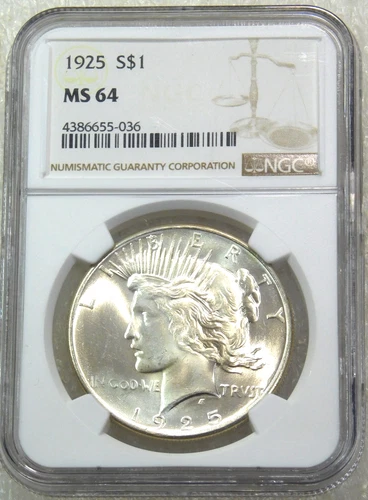 1925 Peace Silver Dollar NGC MS64 Original Gorgeous Luster PQ #D273E