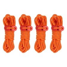 4Pcs 4mm Tent Rope 13ft Reflective Guyline Rope with Adjuster Orange