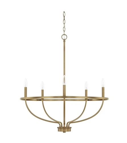 Capital Lighting 428551AD Greyson 5-Light Chandelier 29"W Taper Candle Brass - Picture 2 of 5