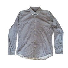 Tommy Hilfiger Men's Blue Checkered Long Sleeve Button Down Shirt L 80 s 2 ply
