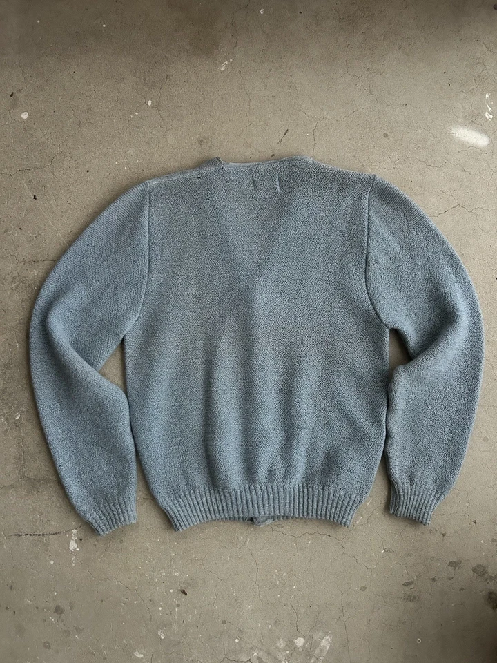 Cárdigan Suéter Vintage Mohair Peludo Mediano Kurt Cobain Grunge Azul Para Hombre Foto 3 de 4