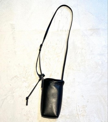 Loewe Gate Pocket Embossed Logo Anagram Leather Shoulder Crossbody Bag Black