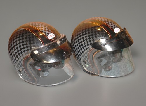 MATCHED PAIR BELL CUSTOM 500 OPEN FACE RSD MOTORCYCLE HELMETS SIZE LARGE EUC