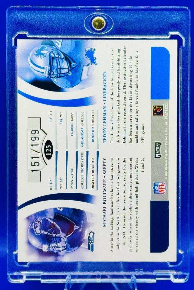 Teddy Lehman Michael Boulware ROOKIE DUAL MISSING AUTO LIONS SOONERS FSU MINT - Image 4 of 4