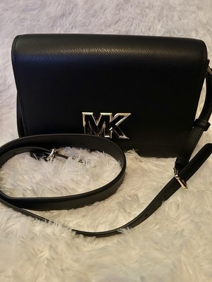 Michael Kors Morgan Medium-Size Crossbody Bag Black PVC with MK Signature Logo