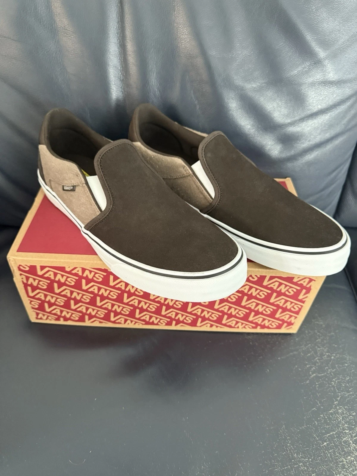 Scarpe da skate Vans Asher Deluxe nuove con scatola comode da caffè in maglia 10 5