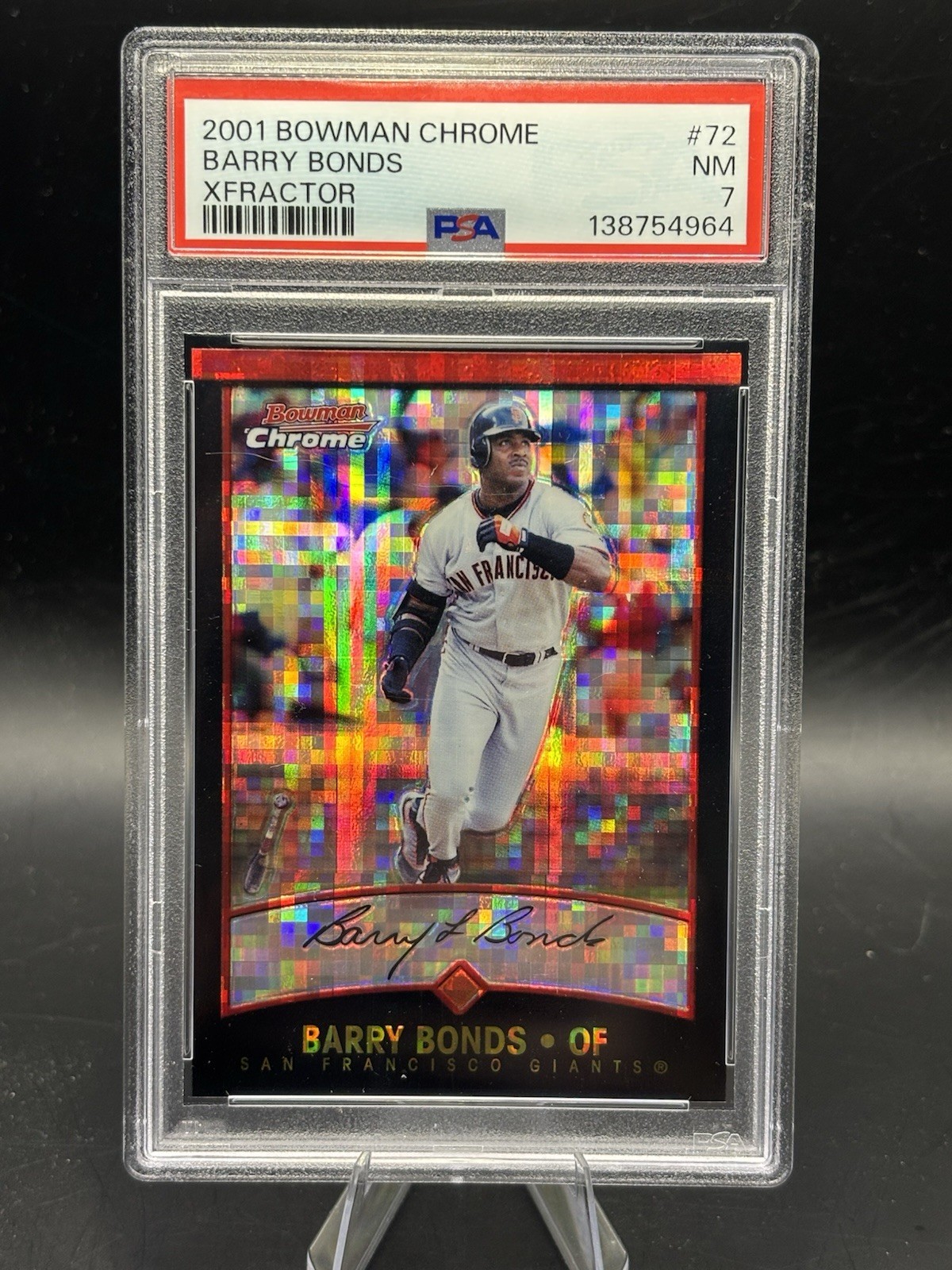 2001 BOWMAN CHROME XFRACTOR #72 BARRY BONDS PSA 7 GIANTS view 1