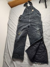 Vintage Carhartt Quilted Lined Canvas Bib Overalls Mens Size 42x32 Black R03 BLK