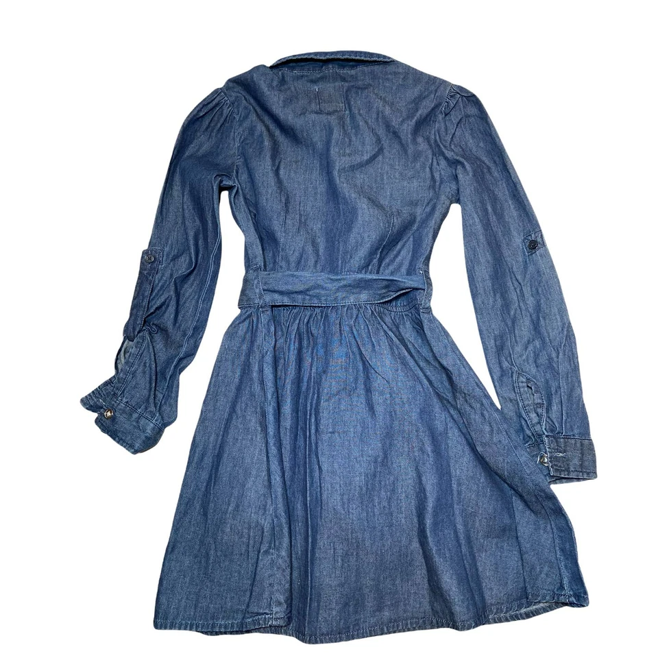 Nuevo Vestido Ella Moss Niñas Cambray 7 Niños Manga Larga Denim Cinturón Foto 2 de 4