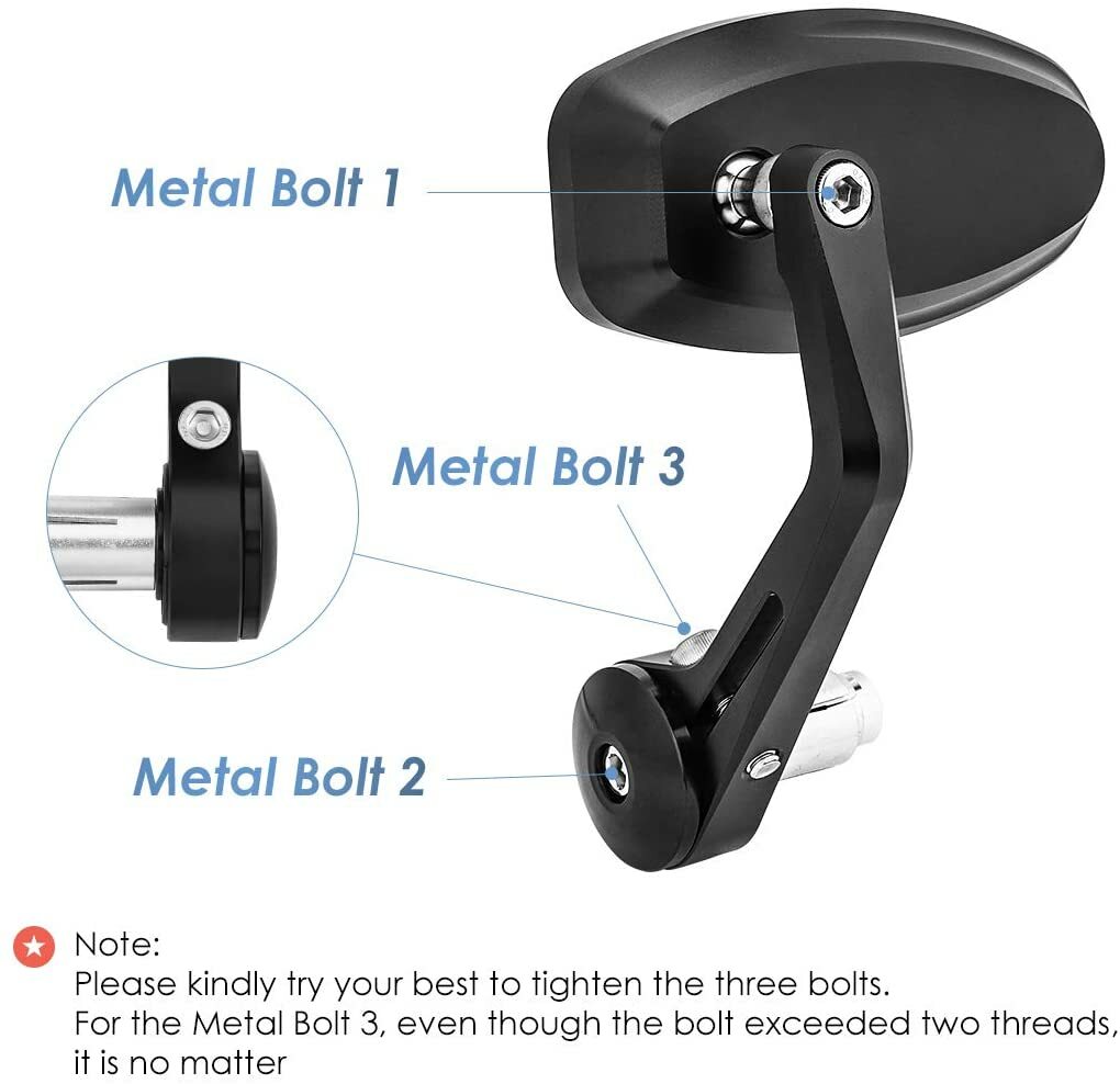 Black Motorcycle 7/8" Bar End Mirrors For Yamaha MT-07 MT-09 MT-10 FZ-07 FZ-09 E - Foto 10