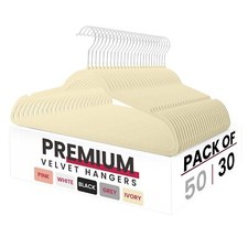Ivory Velvet Hangers 30 Pack - Premium Non Slip Clothes Felt Hanger for Coat ...