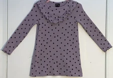 Art Class Toddler Girl 3T Dress Long Sleeve Purple w/ Black Polka Dots V Ruffle