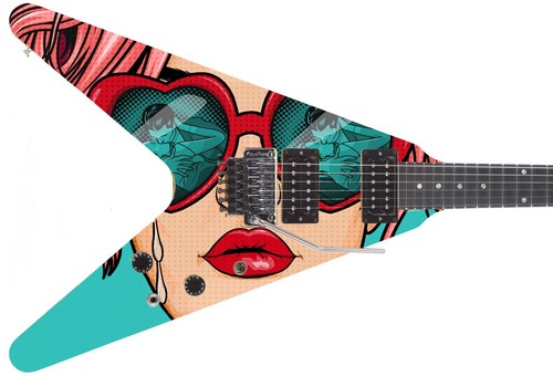 Guitar Skin Wrap Axe Reface - 80er rot schwarz Bowlingkugel Marmor 183 - Bild 49 von 71